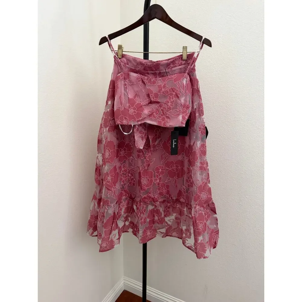 Lulus Certainly Stylish Mauve Pink Burnout Floral Two-Piece Midi Dress sz S - Picture 4 of 7